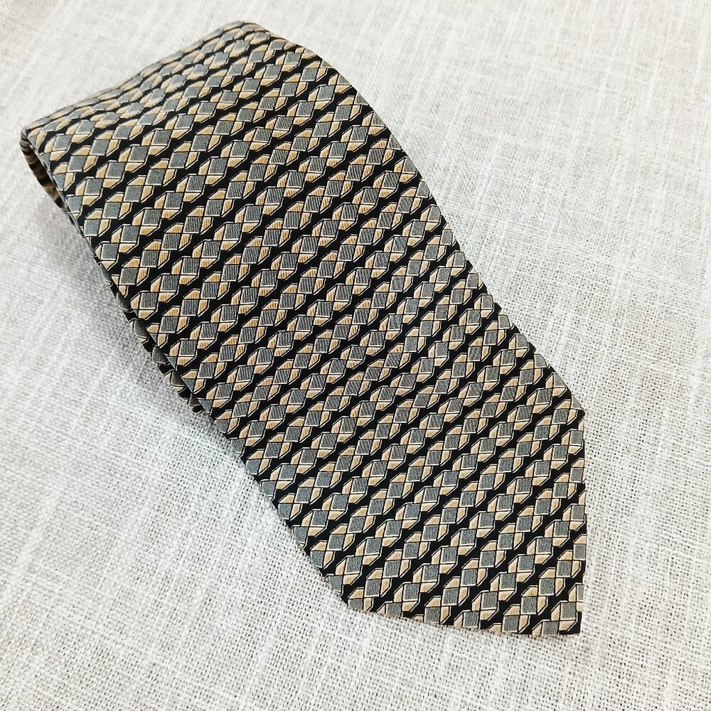 Geoffrey Beene Men's Silk Tie Gray Black and Brown Made in USA